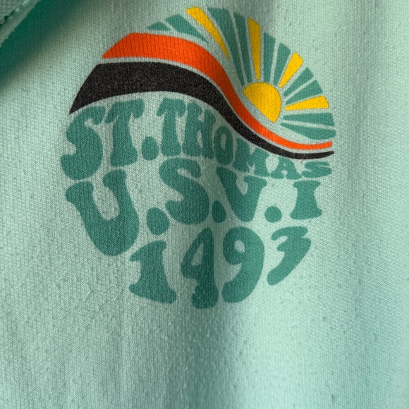 St. Thomas USVl Unisex Mint Green Zip-Up Hoodie Sweatshirt SZL. - Picture 3 of 13
